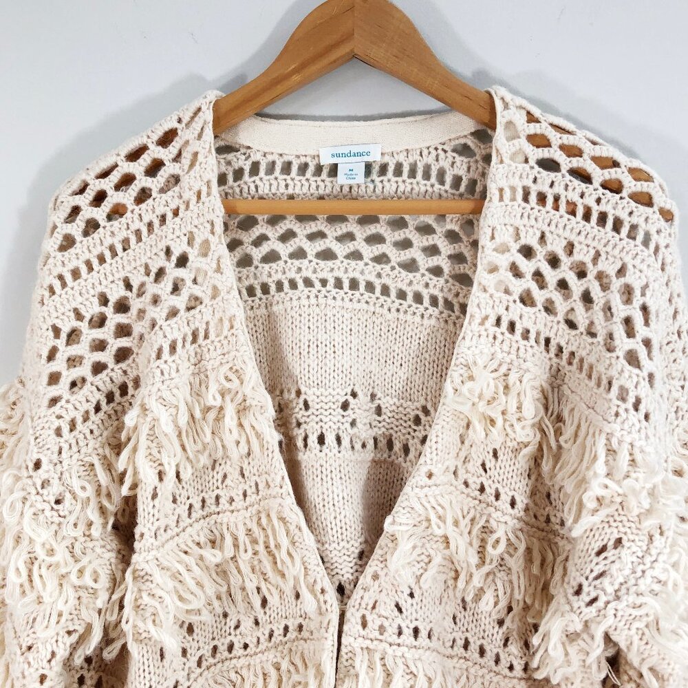NWOT! SUNDANCE Natural Wonders Boho Crochet Knit Wool/Alpaca Cardigan in Cream - Picture 4 of 14